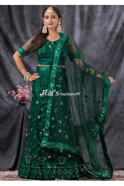 Sequin And Embroidery Worked Net Designer Lehenga (KR1469)