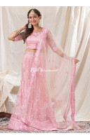 All Over Embroidery Worked Pink Designer Lehenga (KR1450)