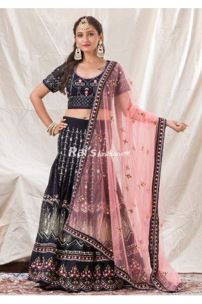 All Over Sequence And Embroidery Work Designer Lehenga (KR1473)